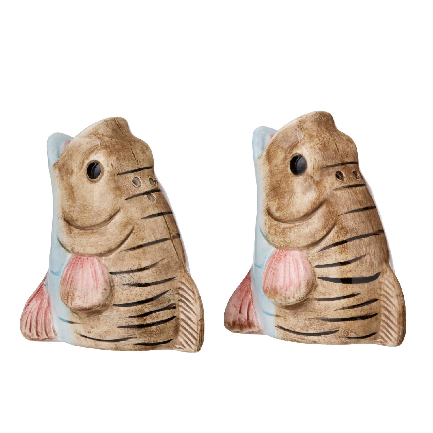 Salt og peber sæt, fisk - brun